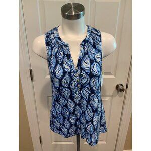 Lilly Pulitzer Blue & White Shell Patterned Tank Top , Size XS
